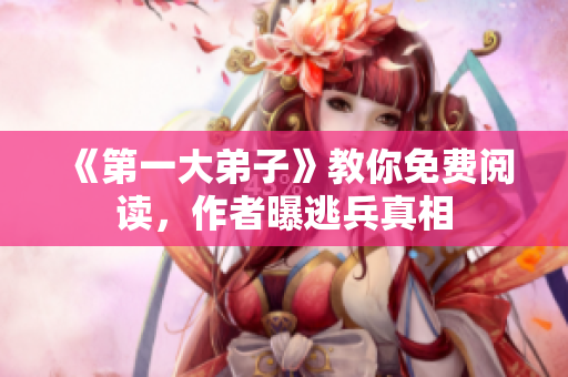 《第一大弟子》教你免费阅读，作者曝逃兵真相