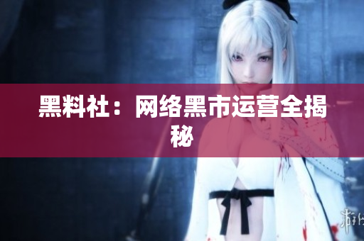 黑料社：网络黑市运营全揭秘