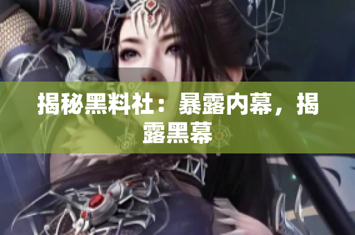 揭秘黑料社：暴露内幕，揭露黑幕