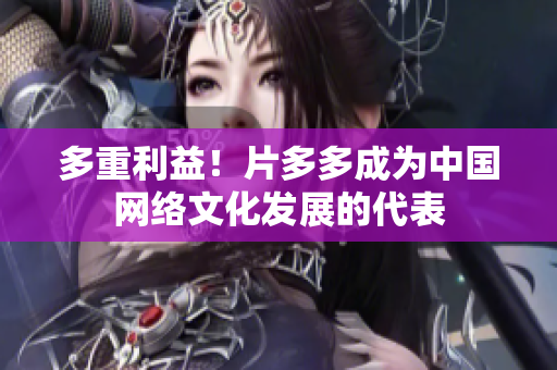多重利益！片多多成为中国网络文化发展的代表